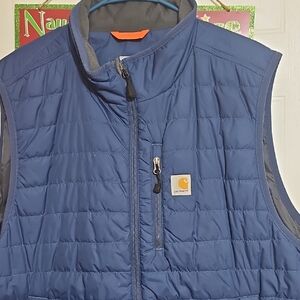 Carhartt Blue Quilted Vest with Gray Accents